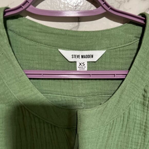 Steve Madden NWT Sleeveless Cotton Gauze Jumpsuit PASTEL GREEN - Picture 3 of 7